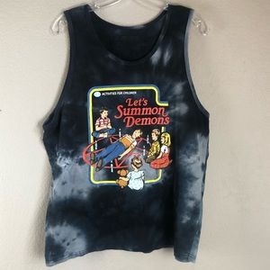 Black Matter Gray Tie-Dye Halloween Demon Graphic Tank L